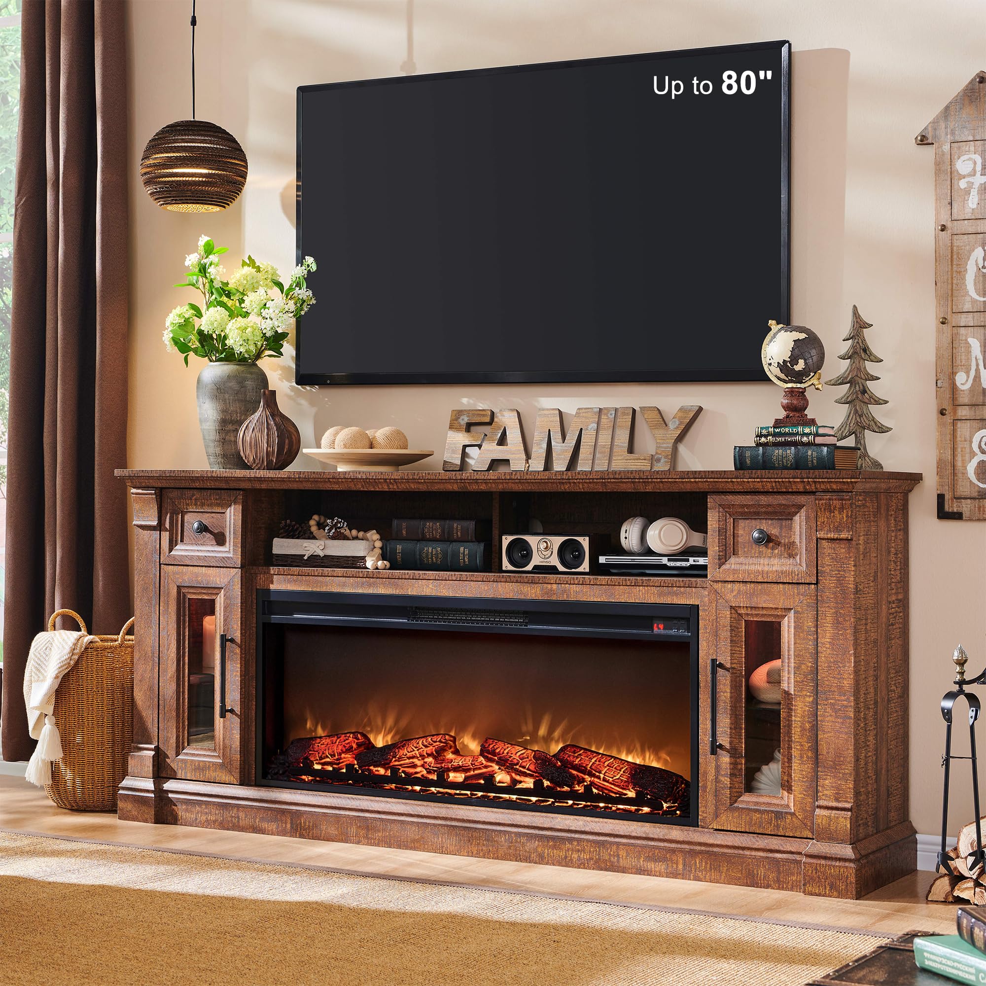 Amazon.com: OKD Farmhouse Fireplace TV Stand for 80 Inch TV